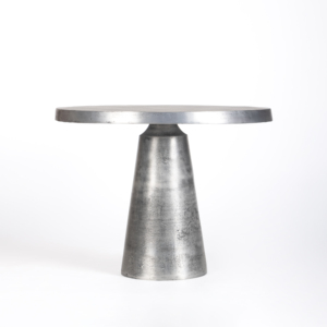 Mesa auxiliar de aluminio con acento simple, hecha a mano con acabado de plata antigua, mesa de esquina superior redonda para sala de estar y dormitorio - Product Image 1