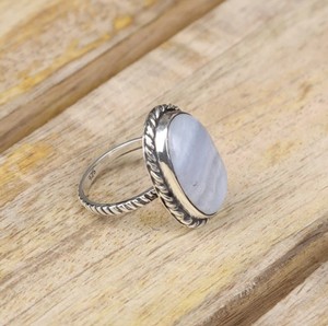 แหวนเงินสเตอร์ลิง925โมราลูกไม้สีฟ้าธรรมชาติสำหรับเด็กผู้หญิงของขวัญคลาสสิกเครื่องประดับอัญมณีคริสตัลแบบแฮนด์เมดจำนวนมาก - Product Image 1