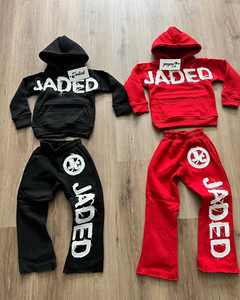 Chándal personalizado con parche de socorro para mujer, chándal, conjunto de dos piezas con capucha y pantalones de chándal, conjunto de chándal lavado ácido para mujer - Product Image 3