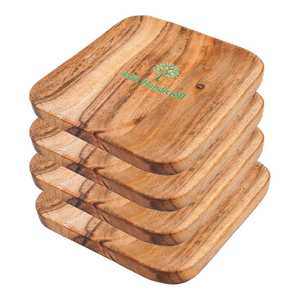 Posavasos Cuadrados de Madera para Bebidas, Mesa de Centro con Almohadilla Antideslizante, Posavasos de Acacia para Café, Hogar - Product Image 1