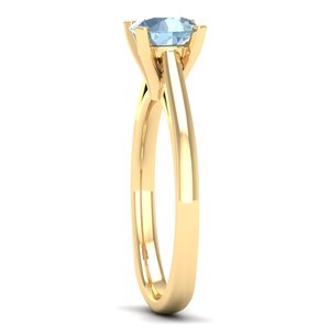 Anillo Solitario de Oro Amarillo de 14K/18K con Gema de Aguamarina de Corte Redondo de 0.75 Quilates, Joyería Fina al por Mayor para Mujer, Estilo Minimalista REYES - Product Image 3