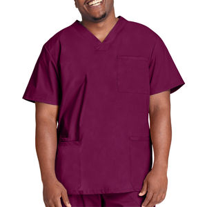 Ensemble de blouses de travail unisexe confortable, haut classique à col en V et pantalon ample en tissu tricoté, uniformes d'hôpital pour longues heures - Product Image 2