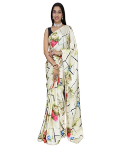 Sari Vintage 2024 con impresión Digital Heavy Japan Satin Tela de alta calidad Elegante y nuevo para la temporada de Bodas/fiestas - Product Image 1