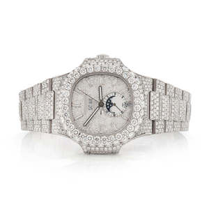 Montre personnalisée à mouvement à quartz carré, sertie de moissanite, avec cadran en verre, bracelet en acier inoxydable doré jaune - Bijoux de luxe hip-hop - Product Image 1