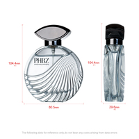Vente en gros OEM/ODM, flacon de parfum rond en verre de luxe 50 ml, vaporisateur à pompe argenté, emballage de parfum mat unique, design personnalisé