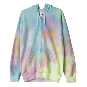 Oem Mujeres Custom Tie & Dye Rainbow Colors Hoodie & Shorts Work Out Set Street Wear Hoodie Patrón Sólido - Product Image 2