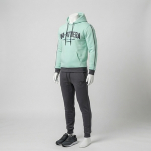 Conjunto Deportivo para Hombre, Sudadera con Capucha Verde Menta, Pantalones Jogger Bordados, Ropa Deportiva Casual, Ropa Deportiva para Entrenamiento, Fitness y Actividades - Product Image 4