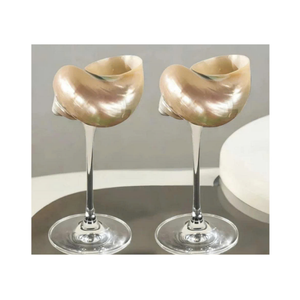 Tasse à vin en coquille d'escargot naturel fait à la main gobelet décoratif en verre de coquillage pour bar fête de mariage utilisation côtière - Product Image 1