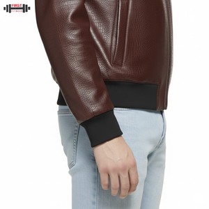 Veste en cuir tendance personnalisée pour homme, en cuir de vache véritable, col montant, fermeture éclair, matelassée, tendance, vêtement d'extérieur d'hiver, imperméable, respirant - Product Image 5
