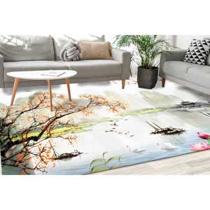 Tapis imprimé paysage japonais, design classique, décoration intérieure de luxe, tapis en velours - Product Image 2