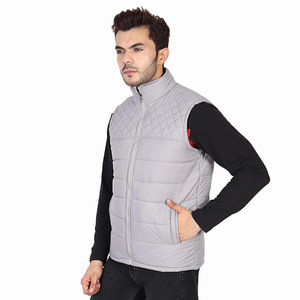 Veste matelassée sans manches Veste matelassée grise pour homme Coupe-vent Tissu d'extérieur d'hiver Service OEM - Product Image 3