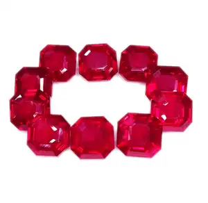 高档高品质天然松散宝石红宝石批次八角形切割10 pcs认证华丽8至10克拉宝石BSL058低价