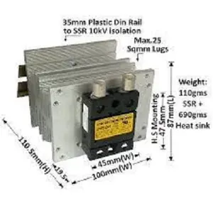 固态继电器零交叉SSR设计每相电流12.66安培。2700Vrms的内置浪涌电压保护