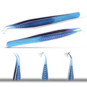 Pinces à cils en acier inoxydable revêtues de couleur bleu plasma pour cils volumineux, antistatiques, durables, de haute qualité, pour usage en salon - Product Image 2
