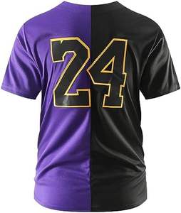 Maillot de baseball Legend 8 & 24 pour homme-Chemise de sport à fente boutonnée et cousue - Product Image 3