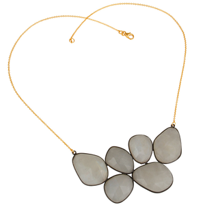 Rainbow <b>Moonstone</b> Gemstone New Designer 18k Gold Plated Silver Statement <b>Necklace</b> Jewelry Supplier Vintage Collection - Product Image 4