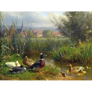 C.Jutz Cerámica Cocina y Baño Pared Mural Familia Patos EN EL Río 10x8 Backsplash Azulejo - Product Image 1