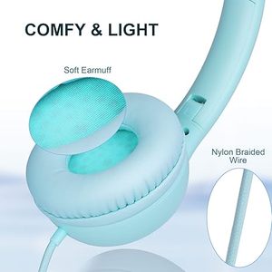 Cuffie e Auricolari Cablati con Limitatore di Volume 85/94dB e Microfono, On-Ear per Ragazzi e Ragazze, Condivisione Audio per Bambini - Product Image 6