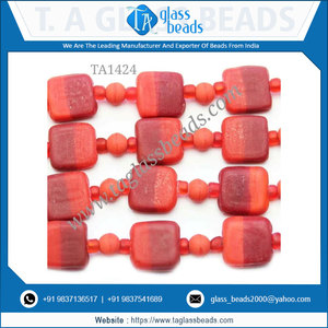ลูกปัดแก้วทรงสี่เหลี่ยมแบบอินเดียผสมสีแดงขนาด13มม. งานแฮนด์เมดสำหรับทำเครื่องประดับโคมไฟคริสตัลและลูกปัดแก้ว - Product Image 6
