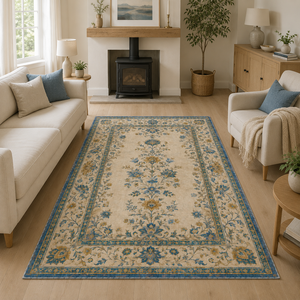 Netline Home Century Lattice Natural Beige Floral <b>Washable</b> <b>Rug</b> - Product Image 1