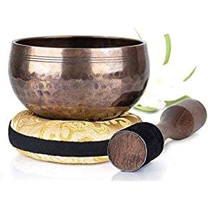 Excelente cuenco de Yoga de curación y meditación de resonancia con mazo cuenco de Canto de meditación de yoga tibetano - Product Image 5