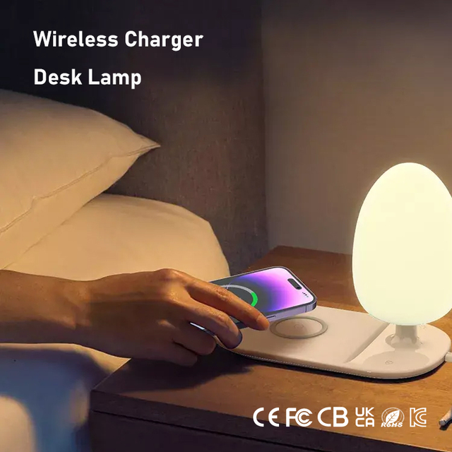 LDNIO Y3 Adjustable Brightness Night Lamp Wireless Phone Charging RGB Light Wireless Multifunction Charger for Iphone 14 13 12