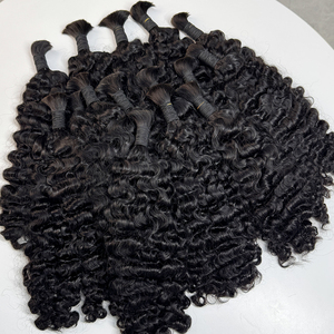 Cabello humano rizado sin trama, negro natural, 100g, rizos suaves y voluminosos para trenzas boho, trenzas sin nudos, para hacer pelucas. - Product Image 5
