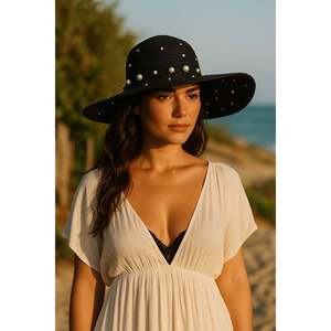 Black Pearl Wide Straw <b>Hat</b> Hsr2069 - Black5 - Product Image 4