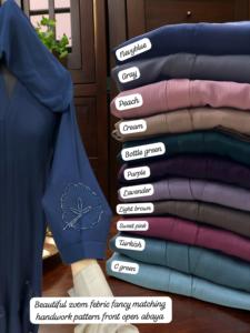 ชุดเดรสผ้าระบายอากาศสำหรับผู้หญิงชุดอาบายะแบบดั้งเดิมผ้าปักด้วยมือแบบเรียบง่ายสง่างาม - Product Image 3