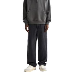 Men's Vintage Loose Fit Baggy Straight Denim Pants Lightweight Soft Wide Leg <b>Jeans</b> Stonewashed Solid <b>Elastic</b> Drawstring <b>Waist</b> - Product Image 1