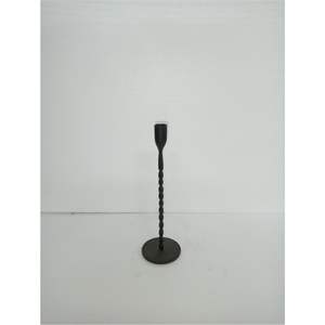 Bougeoir en métal noir à tige torsadée minimaliste, bougeoir vintage décoratif pour bougies coniques, élégant pour la salle à manger - Product Image 1