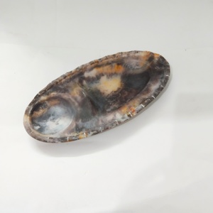 Ensemble de plateau de service à trempette et croustilles au feu brun au design moderne Bol de séparation ovale en résine pour la fête, l'apéritif et le service - Product Image 2