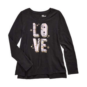 T-shirt Extra Large Epic Threads per Ragazze Grandi, Nera, Vestibilità Slim, Stile Coreano, in Cotone Traspirante con Decorazioni a Stella e Lettere - Product Image 1