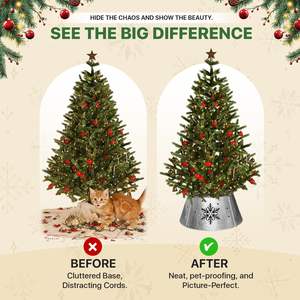 Collier d'arbre en métal pour arbre de Noël ferme rustique style moderne protecteur de base décoratif durable décor festif - Product Image 2