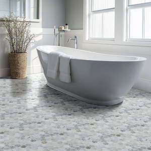 Mosaïque en calcite Union Calacatta Cressa, carreaux hexagonaux 12 x 12, imperméables, pour sol, chambre, couloir, surface polie - Product Image 5