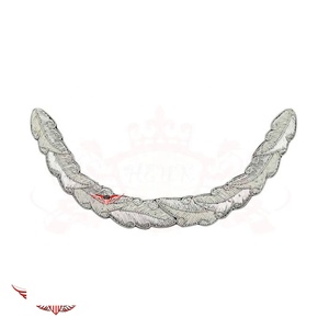 KEW En gros Visière de casquette malaisienne brodée à la main pour uniforme de parade et de cérémonie, avec visière en fil de soie argenté - Product Image 2