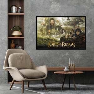 Modern Lord of the Rings Trilogy <b>Poster</b> Black <b>Frame</b> Wall Decor Paper Art - Product Image 1