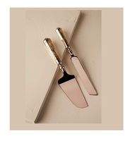 Juego de servidor de cuchillos de pastel de Metal de alta calidad para bodas y fiestas Utensilio de servicio de corte de pastel elegante del fabricante
