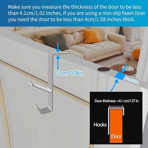Ganchos sobre la puerta Metal resistente sobre ganchos dobles Percha No se requiere montaje para abrigos Chaquetas Sombreros Toallas Ideal para Baño - Product Image 6