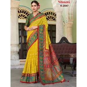 Presentación de Superhit Designer Pashmina Multi Thread Heavy Party Wear Saree Fabricante por Saurya Life Style Surat - Product Image 6