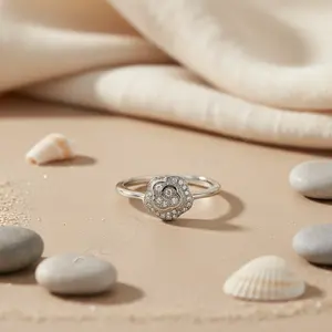 Anillo de Plata 925 con Incrustaciones de Flores para Mujer, Chapado en Oro y Rodio, Estilo Vintage, Material Principal Cobre - Product Image 1