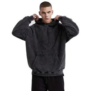 Sweat-shirt avec logo personnalisé Sweat-shirt français en coton polaire Pakistan Fabricant Streetwear Fonctionnel Lavage à l'acide Sweat à capuche d'hiver Épaule tombante - Product Image 2