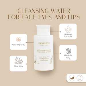 Agua de limpieza micelar orgánica italiana superior BioKosmo personalizada 250ml para la cara purifica la piel apoya la renovación natural - Product Image 4
