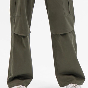 กางเกงคาร์โก้สีเขียวของผู้ชายกางเกงขากว้างเทอร์รี่ทรงหลวมแบบกลางเอวตรงแบบลำลองน้ำหนักเบา - Product Image 3