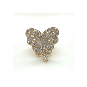 14kt Yellow Gold Butterfly Style Fashion <b>Finger</b> <b>Ring</b> with Natural VS SI Purity Diamonds - Product Image 1