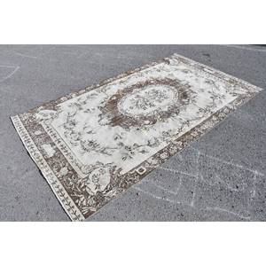 พรมตุรกีวินเทจขนแกะสีเบจสีน้ำตาลขนาด5.3x9.6ฟุตถักทอแบบแบนพร้อมลวดลายเย็บปะติดปะต่อกันสำหรับห้องนั่งเล่นตกแต่งห้องโถง - Product Image 3