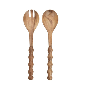 Ensemble de 2 cuillères à salade écologiques en bois d'acacia naturel, pratiques et de haute qualité, pour la cuisine, fabriquées au Vietnam - Product Image 4