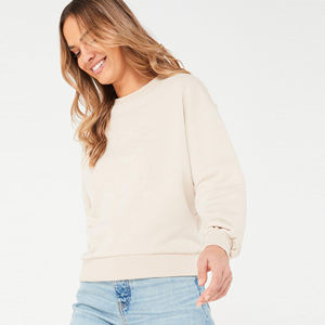 Sudadera Casual para Mujer, Cuello Redondo, Color Sólido, Manga Larga, Talla Grande, 100% Algodón, Lavable a Máquina, para Invierno - Product Image 1