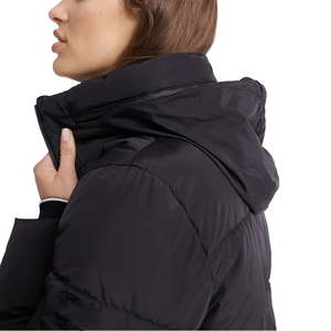 Veste bouffante à col montant en nylon noir à manches longues haut court d'hiver durable avec coton long rempli fabriqué au Pakistan - Product Image 5
