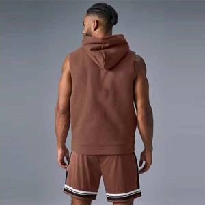 wholesale custom design or blank sleeveless workout <b>gym</b> <b>hoodie</b> for men - Product Image 4